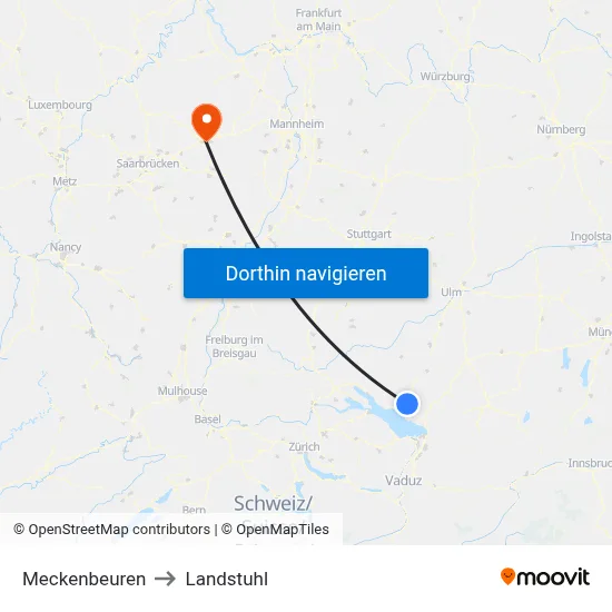 Meckenbeuren to Landstuhl map