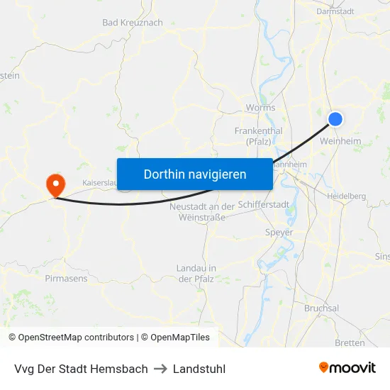 Vvg Der Stadt Hemsbach to Landstuhl map