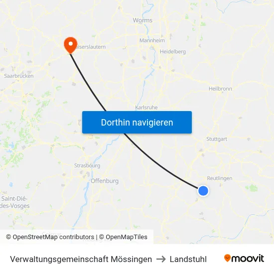 Verwaltungsgemeinschaft Mössingen to Landstuhl map