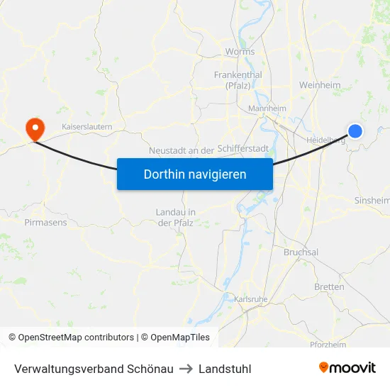 Verwaltungsverband Schönau to Landstuhl map