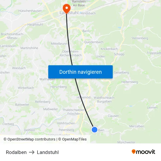 Rodalben to Landstuhl map