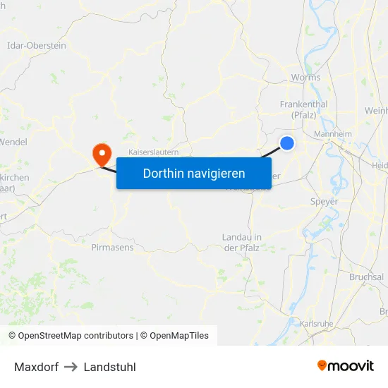 Maxdorf to Landstuhl map