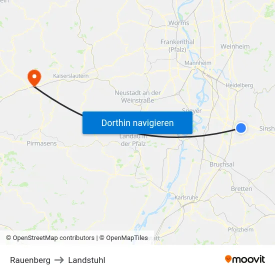 Rauenberg to Landstuhl map