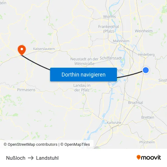 Nußloch to Landstuhl map