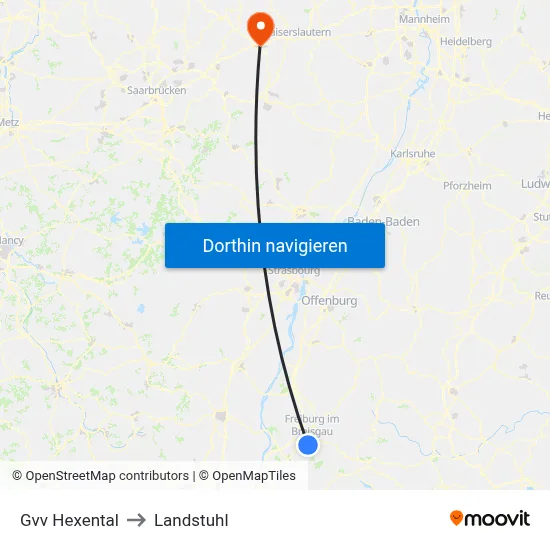 Gvv Hexental to Landstuhl map