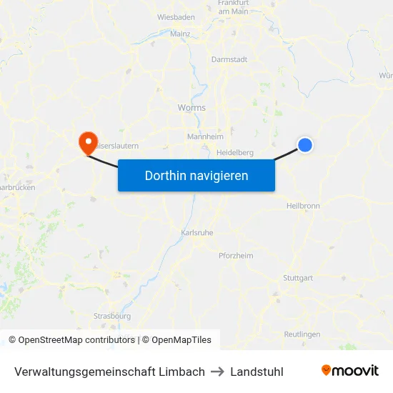 Verwaltungsgemeinschaft Limbach to Landstuhl map