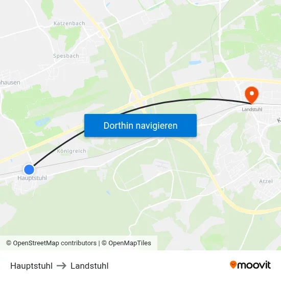 Hauptstuhl to Landstuhl map