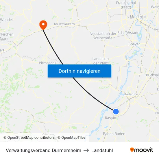 Verwaltungsverband Durmersheim to Landstuhl map