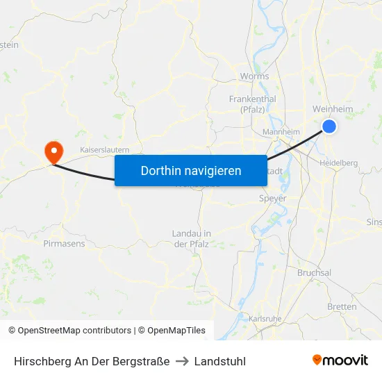 Hirschberg An Der Bergstraße to Landstuhl map