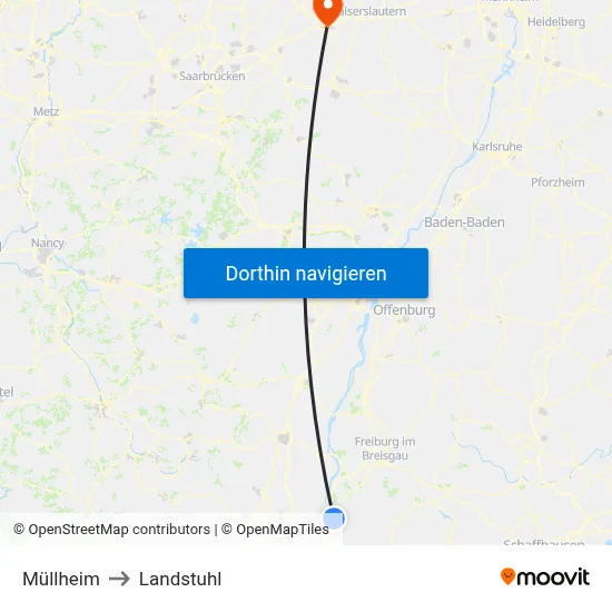 Müllheim to Landstuhl map