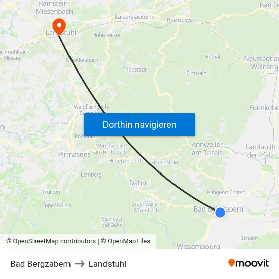 Bad Bergzabern to Landstuhl map