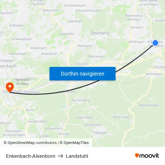Enkenbach-Alsenborn to Landstuhl map