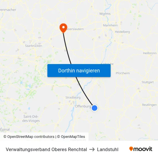 Verwaltungsverband Oberes Renchtal to Landstuhl map