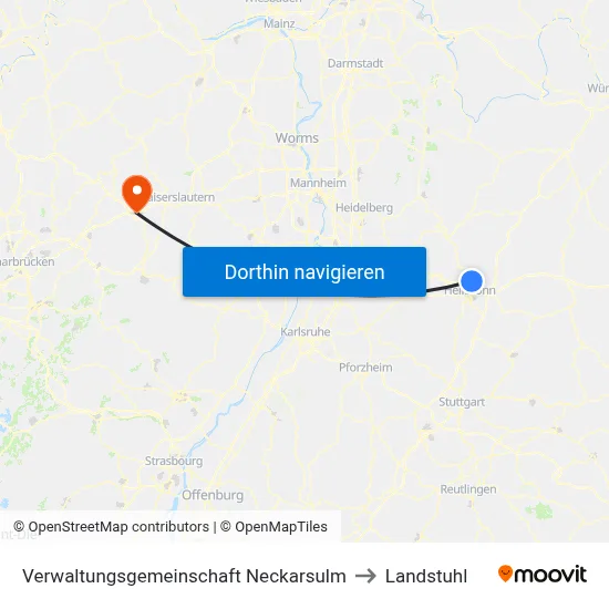 Verwaltungsgemeinschaft Neckarsulm to Landstuhl map