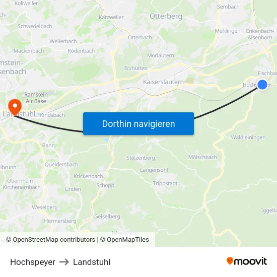 Hochspeyer to Landstuhl map