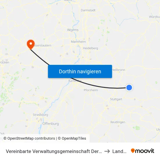 Vereinbarte Verwaltungsgemeinschaft Der Stadt Backnang to Landstuhl map
