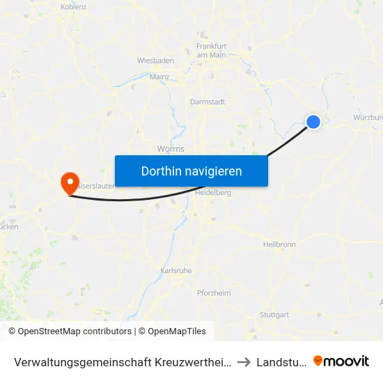 Verwaltungsgemeinschaft Kreuzwertheim to Landstuhl map