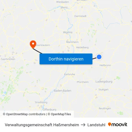 Verwaltungsgemeinschaft Haßmersheim to Landstuhl map
