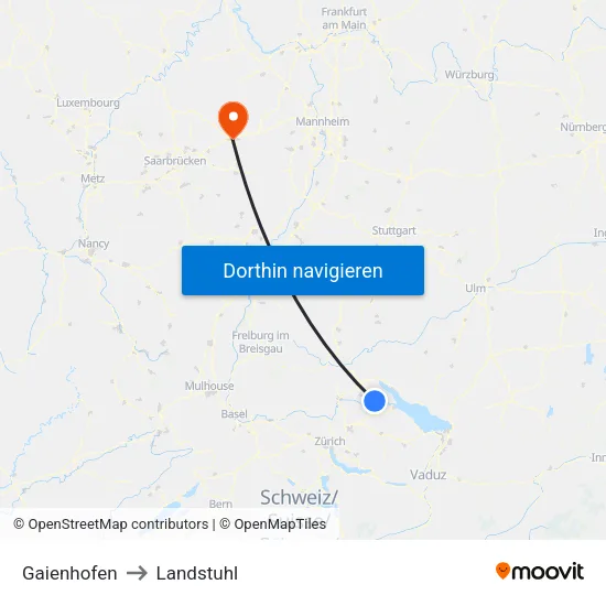 Gaienhofen to Landstuhl map
