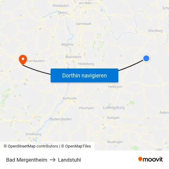 Bad Mergentheim to Landstuhl map