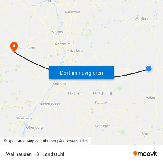 Wallhausen to Landstuhl map