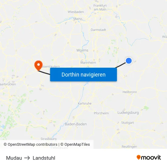 Mudau to Landstuhl map