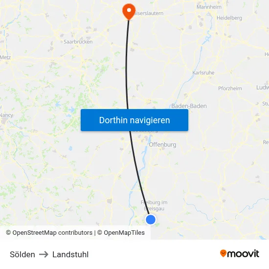 Sölden to Landstuhl map
