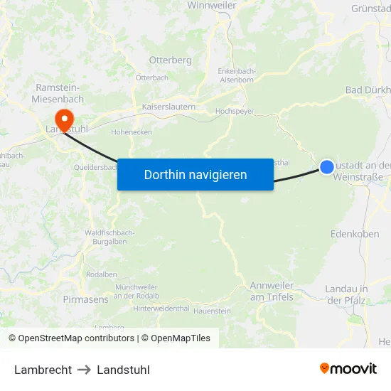 Lambrecht to Landstuhl map