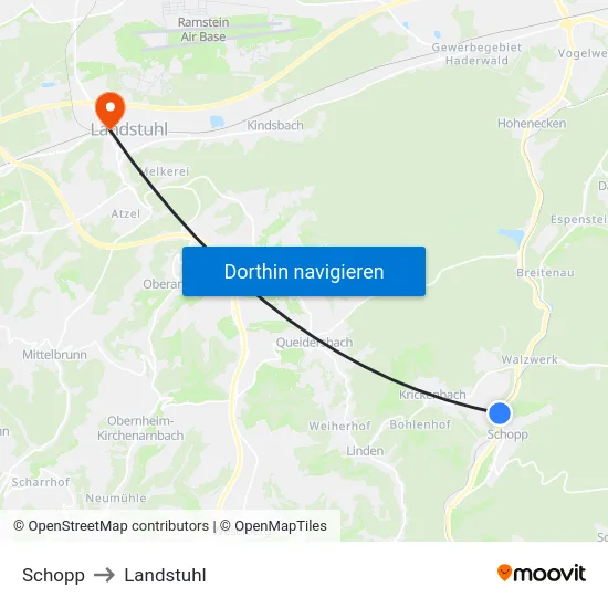 Schopp to Landstuhl map