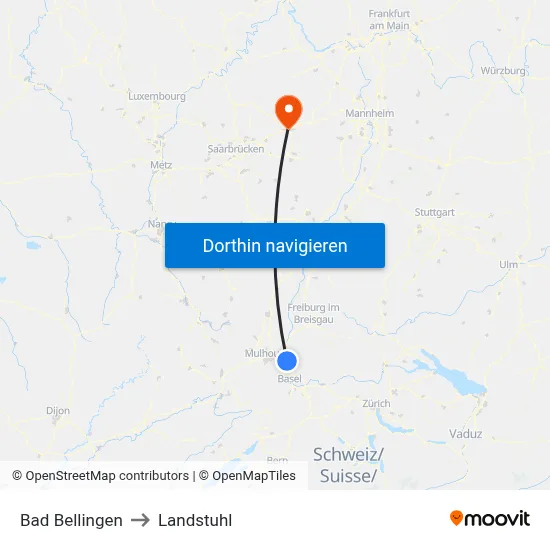 Bad Bellingen to Landstuhl map