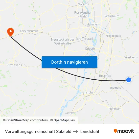 Verwaltungsgemeinschaft Sulzfeld to Landstuhl map