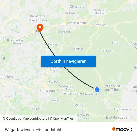 Wilgartswiesen to Landstuhl map