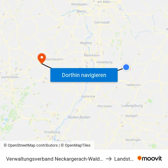Verwaltungsverband Neckargerach-Waldbrunn to Landstuhl map