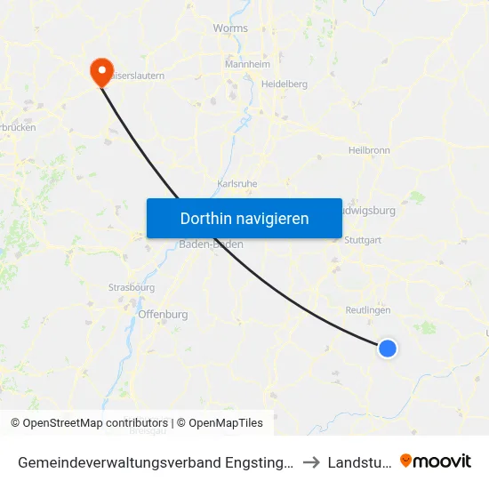 Gemeindeverwaltungsverband Engstingen to Landstuhl map
