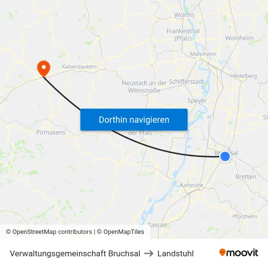 Verwaltungsgemeinschaft Bruchsal to Landstuhl map