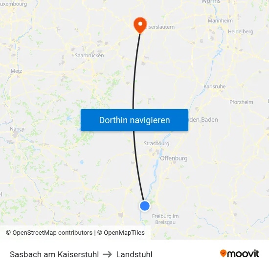Sasbach am Kaiserstuhl to Landstuhl map