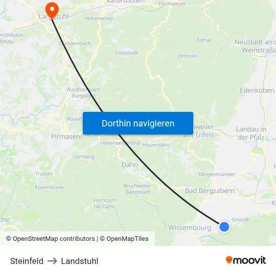 Steinfeld to Landstuhl map