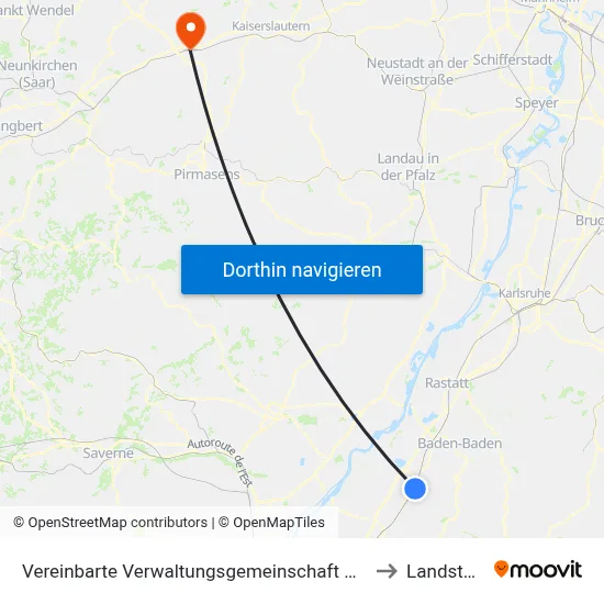 Vereinbarte Verwaltungsgemeinschaft Bühl to Landstuhl map