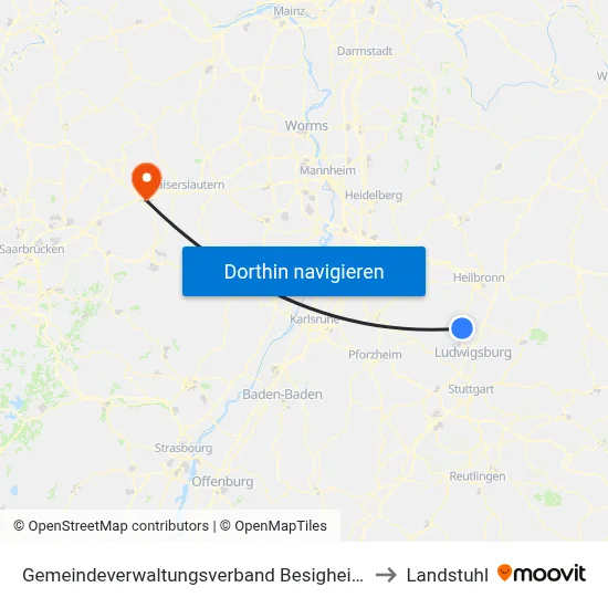Gemeindeverwaltungsverband Besigheim to Landstuhl map