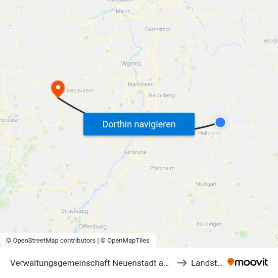 Verwaltungsgemeinschaft Neuenstadt am Kocher to Landstuhl map