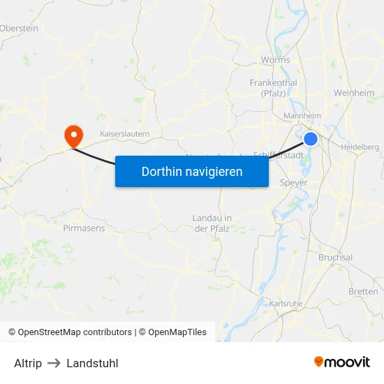 Altrip to Landstuhl map