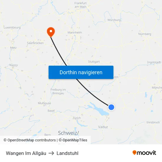 Wangen Im Allgäu to Landstuhl map