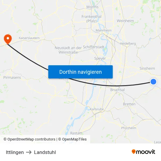 Ittlingen to Landstuhl map