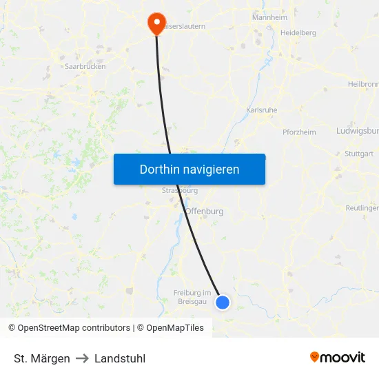 St. Märgen to Landstuhl map