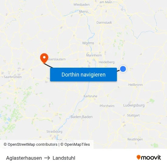 Aglasterhausen to Landstuhl map