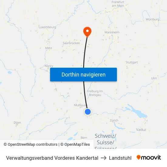 Verwaltungsverband Vorderes Kandertal to Landstuhl map