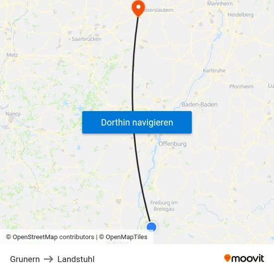 Grunern to Landstuhl map