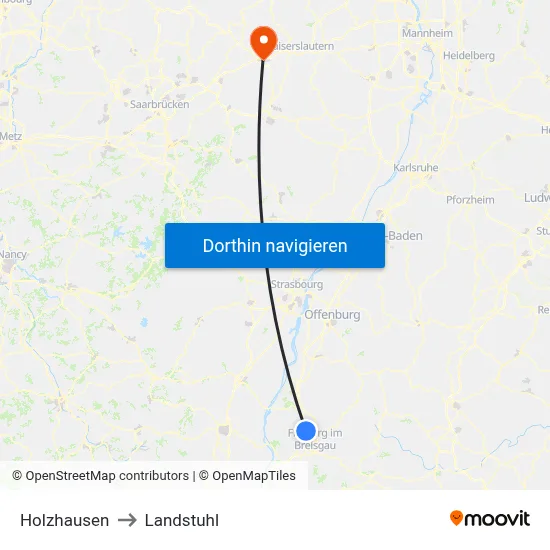 Holzhausen to Landstuhl map