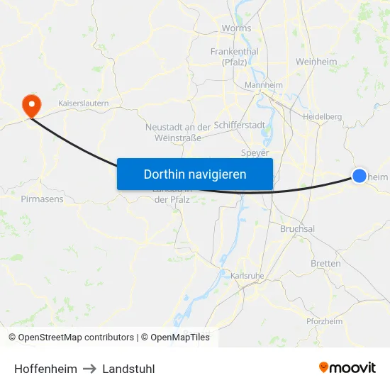 Hoffenheim to Landstuhl map
