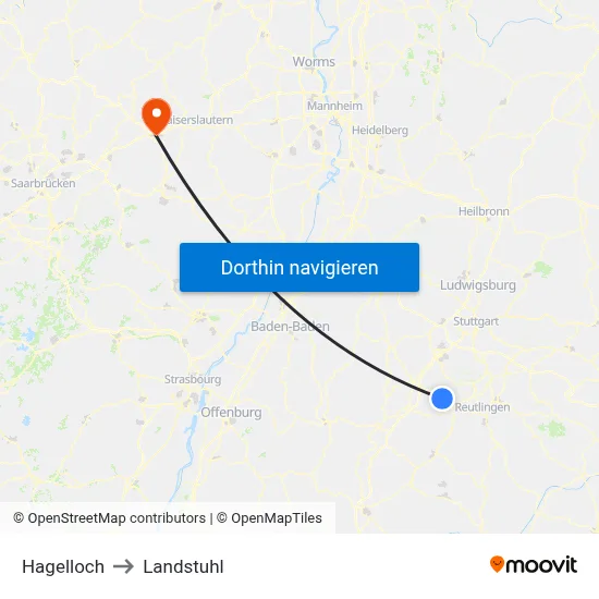 Hagelloch to Landstuhl map